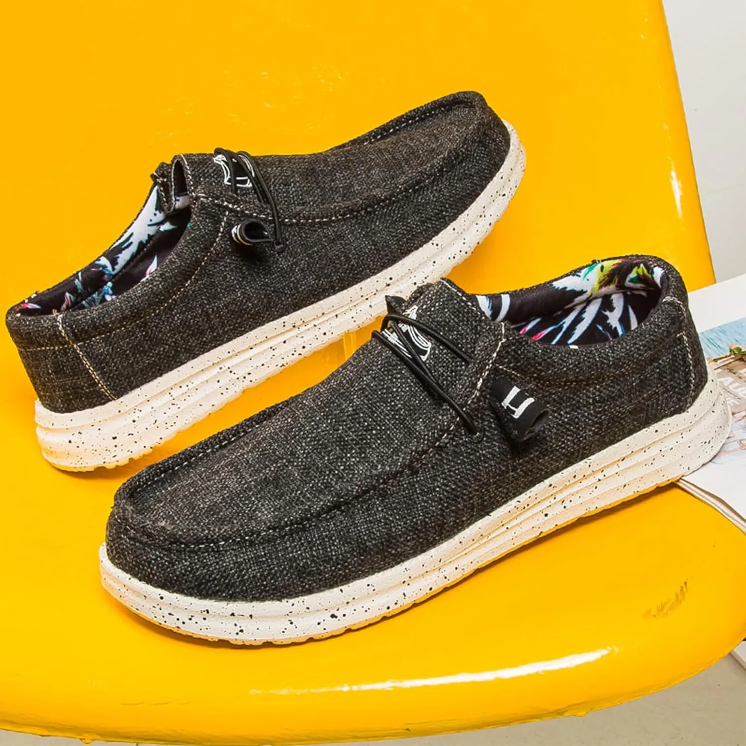 Men's Casual Slip-On Loafers Canvas Boat Shoes Lace-Up Lightweight Walking Leisure