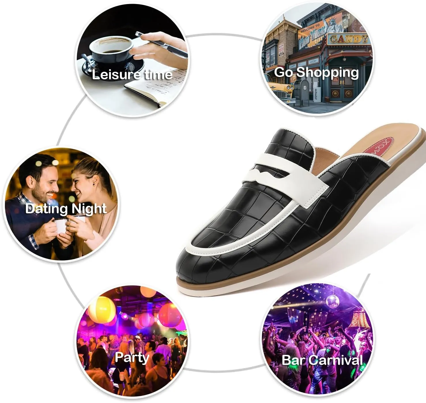 Men's Casual Slip-on Mule Loafer,Mens Fashion Backless Dress Slippers Comfy Lightweight Walking Penny Shoes for Men
