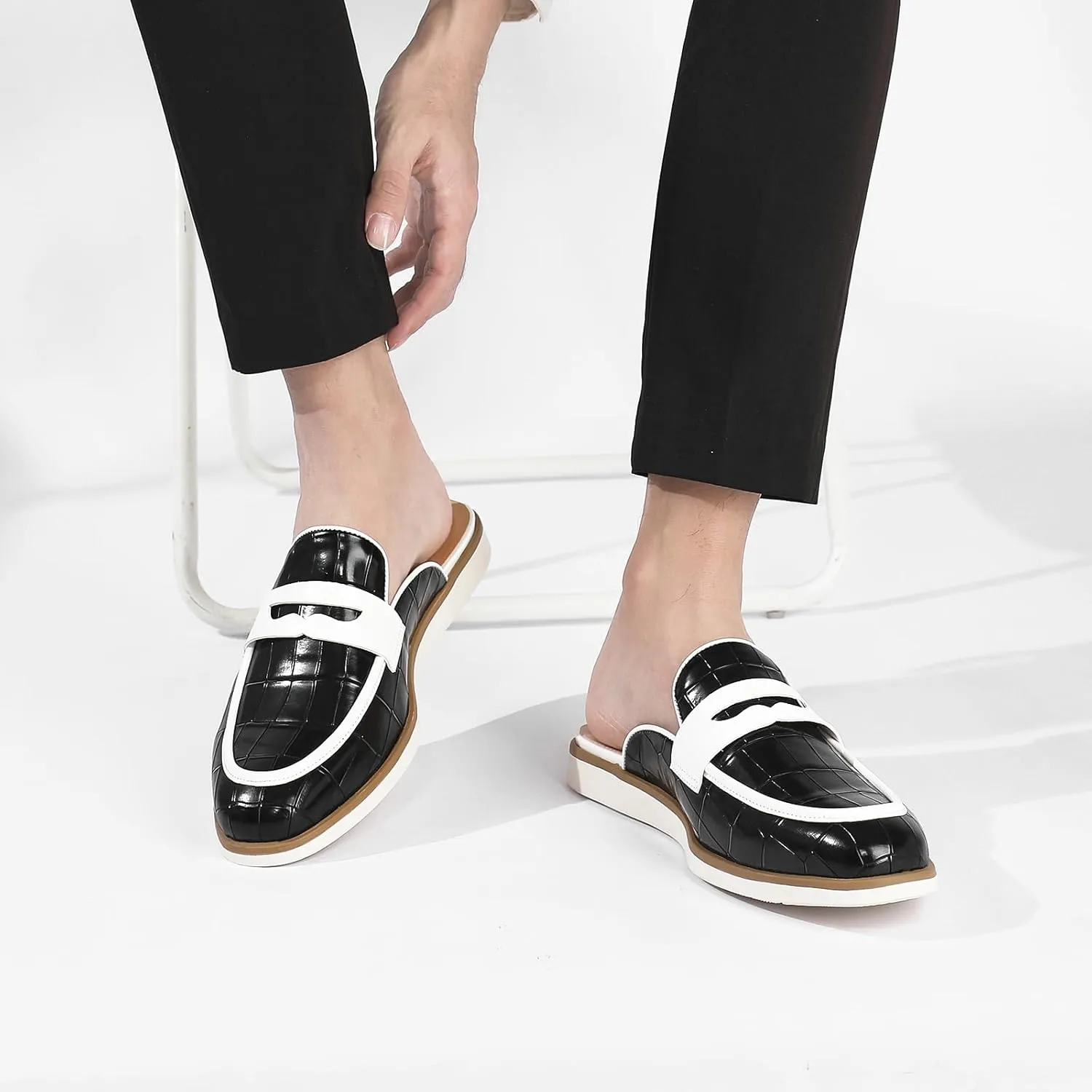 Men's Casual Slip-on Mule Loafer,Mens Fashion Backless Dress Slippers Comfy Lightweight Walking Penny Shoes for Men