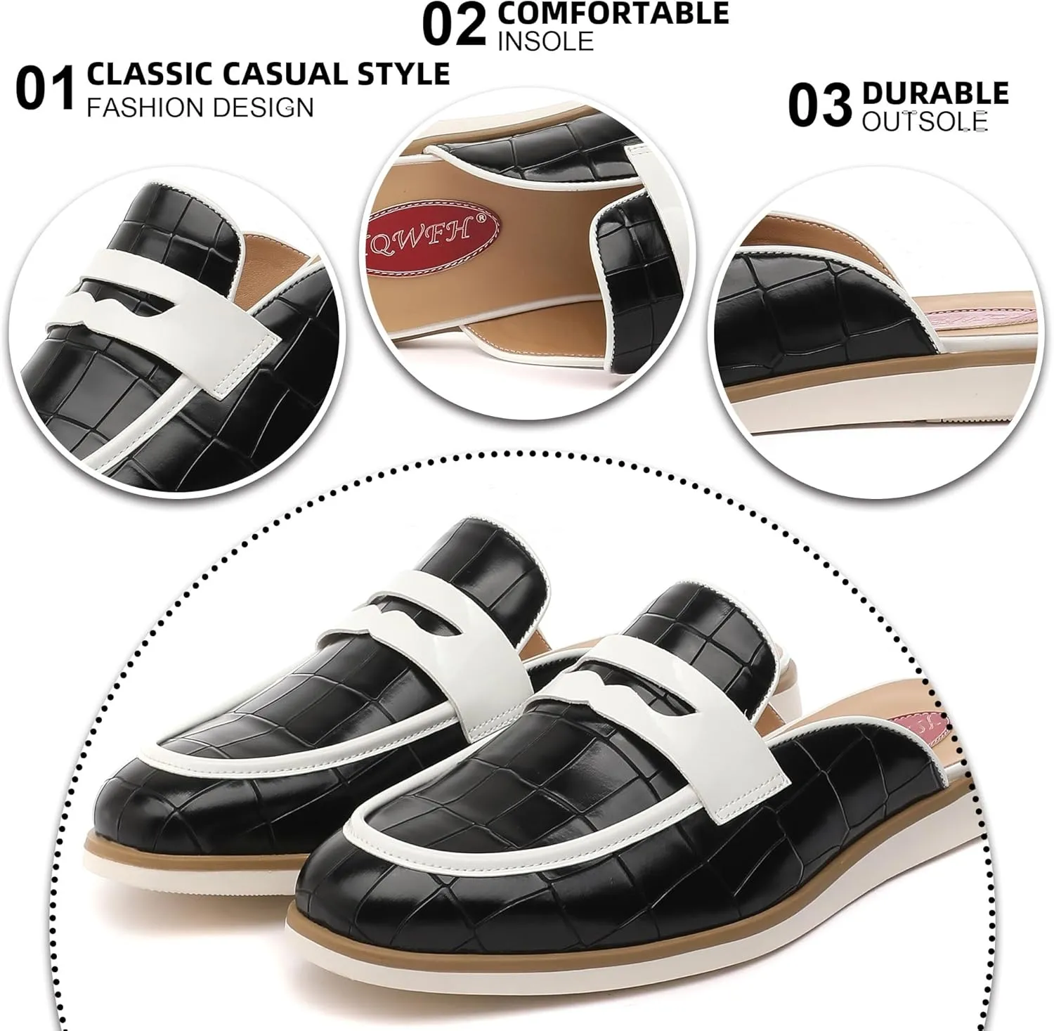 Men's Casual Slip-on Mule Loafer,Mens Fashion Backless Dress Slippers Comfy Lightweight Walking Penny Shoes for Men