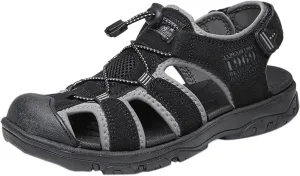 Men's Leather Sandals Close Toe Outdoor Sport Sandals Non Slip Athletic Hiking Sandal Hand Sewing Comfortable Walking with Cushion Sole Quick Drying Water Shoes with Adjustable Strap Daily Work Wear