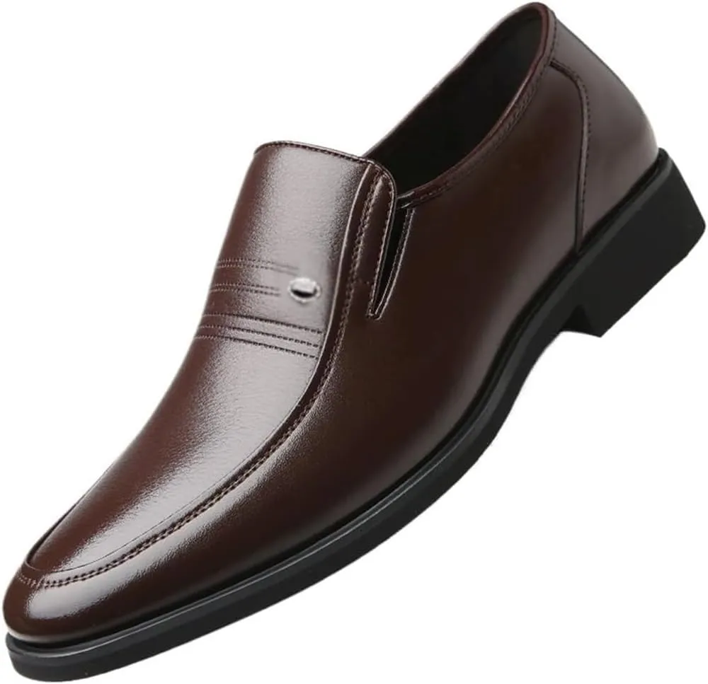 Mens Leather Shoes Walking Pointed Toe Business Wingtip Slip-Ons Fashion Dress Sneakers
