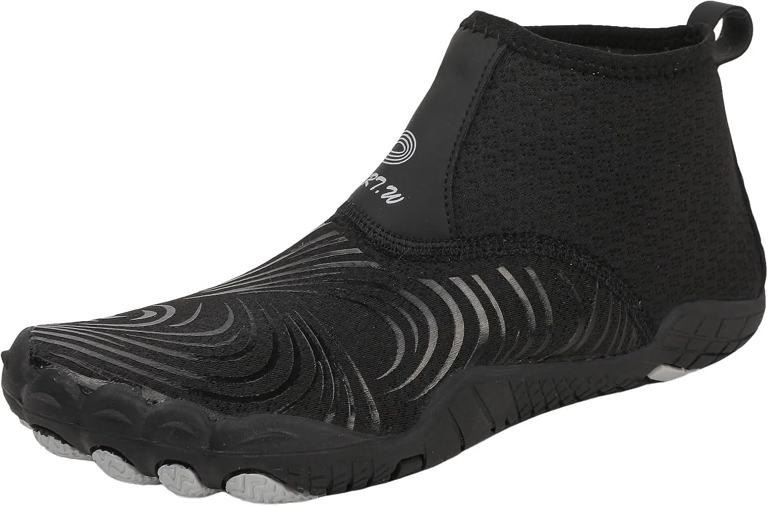 Men's Stretch Shoes Water Socks Beach Shoes Swim Surf Yoga Exercise Elastic Slip On Barefoot (Black, 46)
