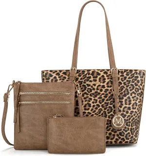 Montana West Purses for Women Tote Bag 3Pcs Set Leopard Print Satchel Handbags