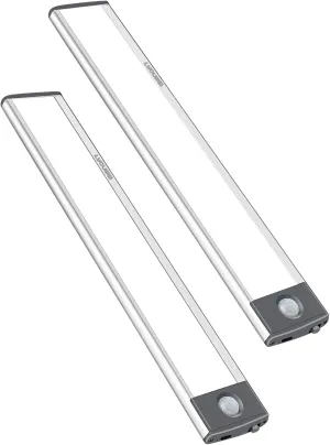 Motion Sensor Cabinet Light, 2 Pack 54 LED Under Cabinet Lights, Wireless USB Rechargable Light, Battery Operated, Stick-On Anywhere for Under Cabinet, Hallway, Stairway and More…