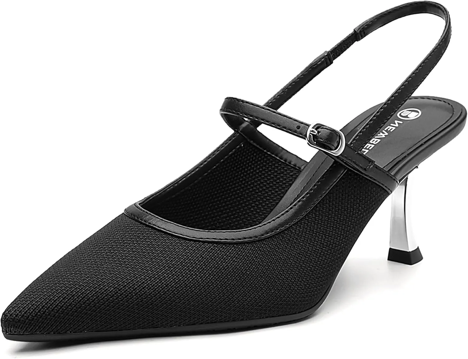 Mousse FIT Women's Pointed Toe Heel Mules for Women Knit Heeled Sandals Mules Shoes