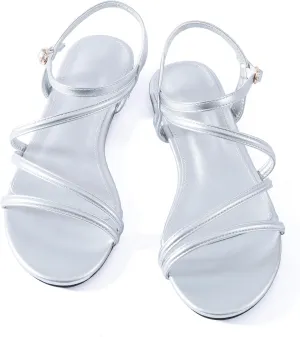 Mtzyoa Women Flat Sandals Dressy Strappy Gladiator Summer Ankle Strap Nude Open Toe Comfortable Wedding Casual Leather Ladies Party Trendy Vacation