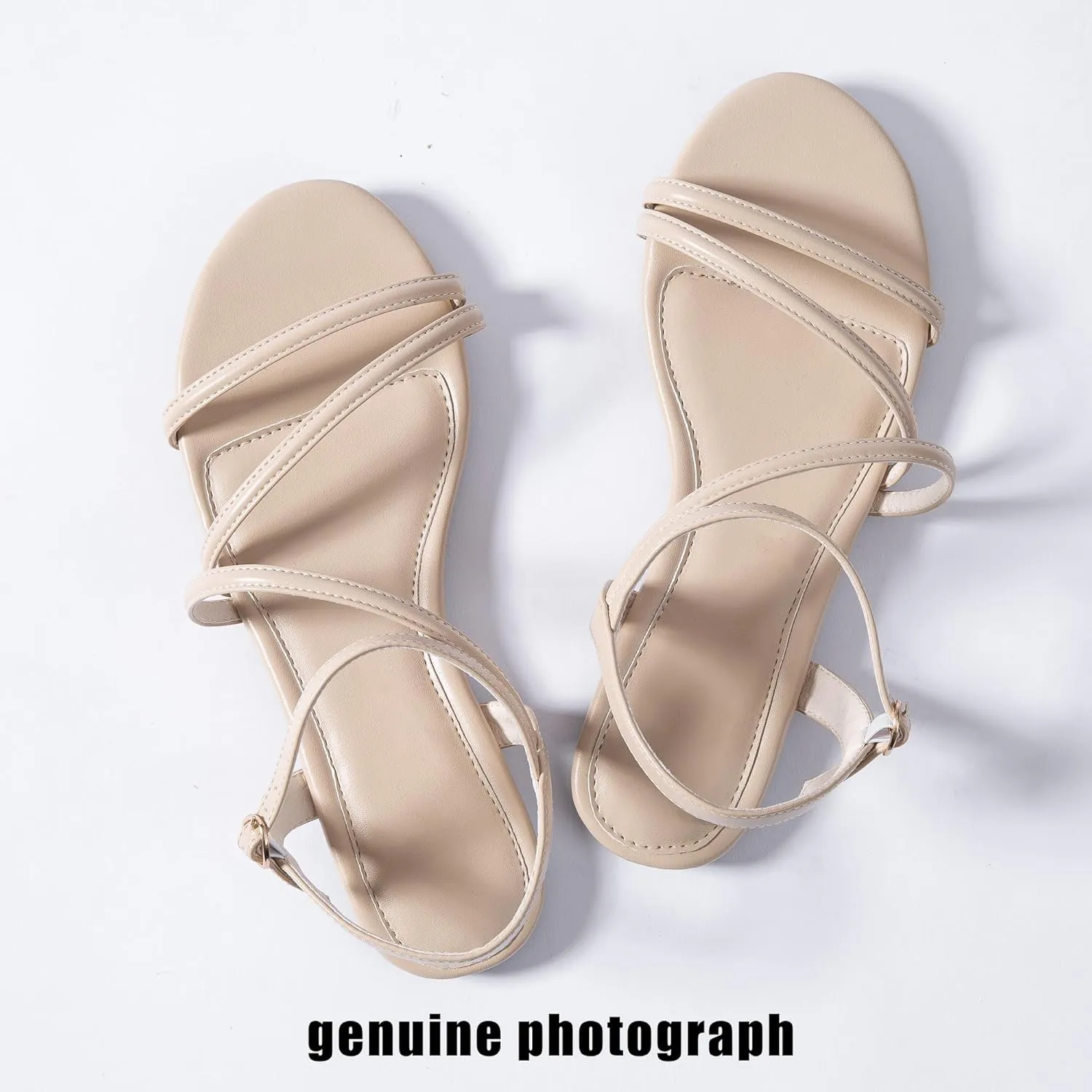 Mtzyoa Women Flat Sandals Dressy Strappy Gladiator Summer Ankle Strap Nude Open Toe Comfortable Wedding Casual Leather Ladies Party Trendy Vacation
