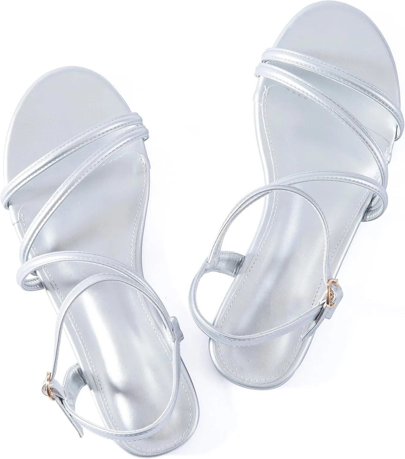 Mtzyoa Women Flat Sandals Dressy Strappy Gladiator Summer Ankle Strap Nude Open Toe Comfortable Wedding Casual Leather Ladies Party Trendy Vacation