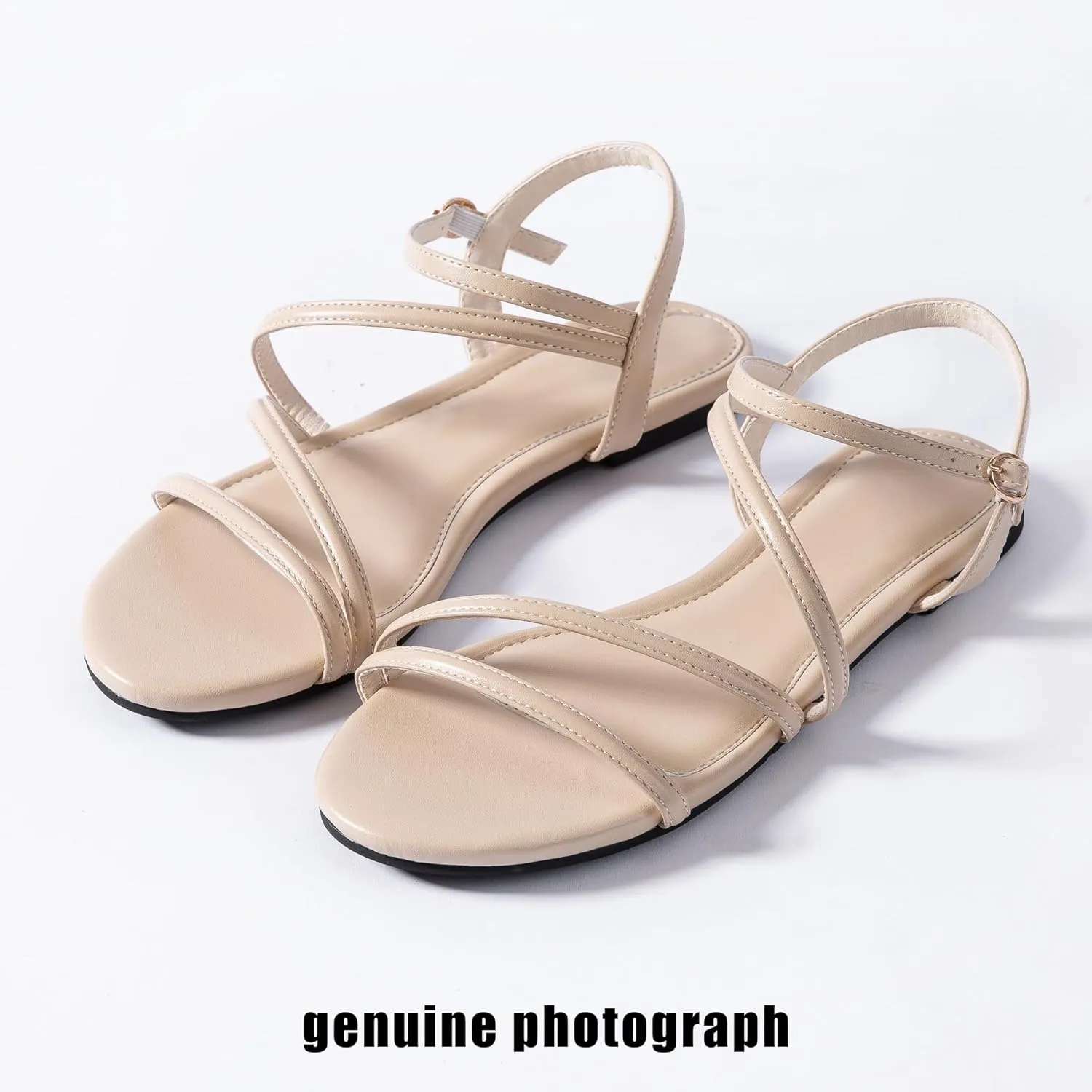 Mtzyoa Women Flat Sandals Dressy Strappy Gladiator Summer Ankle Strap Nude Open Toe Comfortable Wedding Casual Leather Ladies Party Trendy Vacation