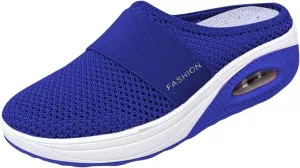 Mules for Women 2025 Backless Walking Sneakers Summer Slip-On Mule Shoes Mesh Air Cushion Orthopedic Diabetic Shoes with Arch-Support Open Back Slip On Shoes Breathable Slippers Closed Toe Slides