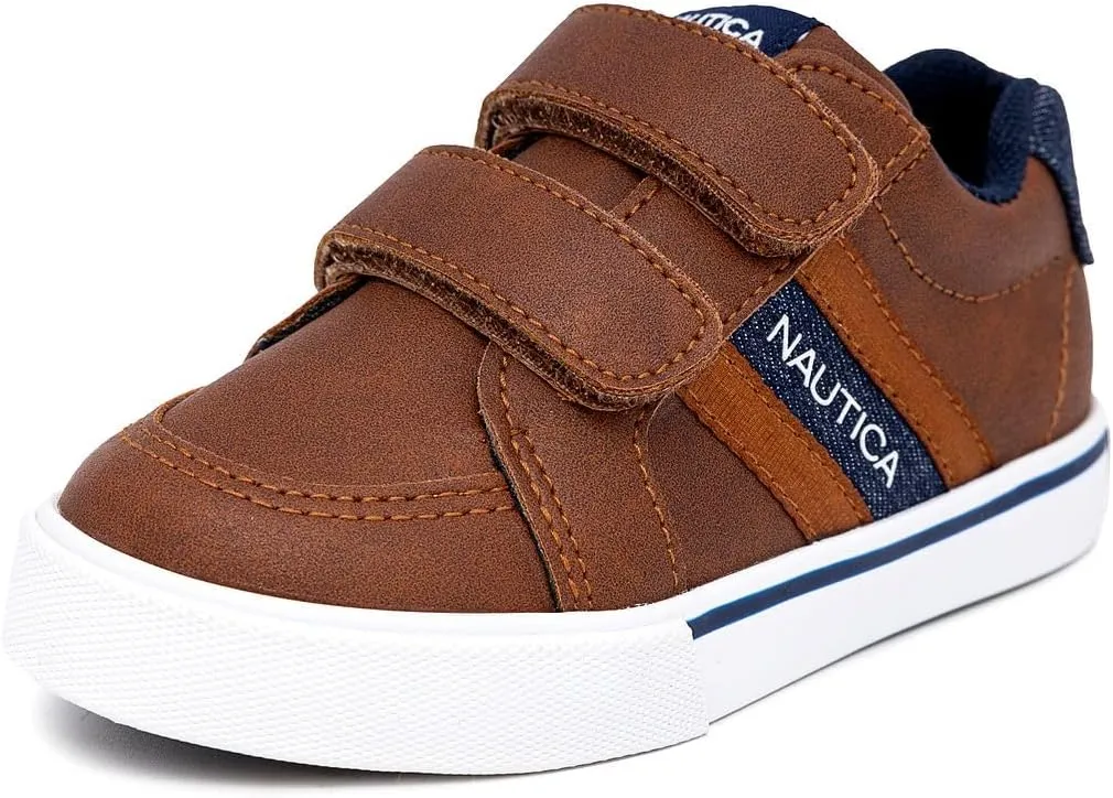 Nautica Kids' Double Strap Sneakers | Casual Athletic Shoes for Boys and Girls | Durable and Comfortable Fit for Toddlers and Little Kids