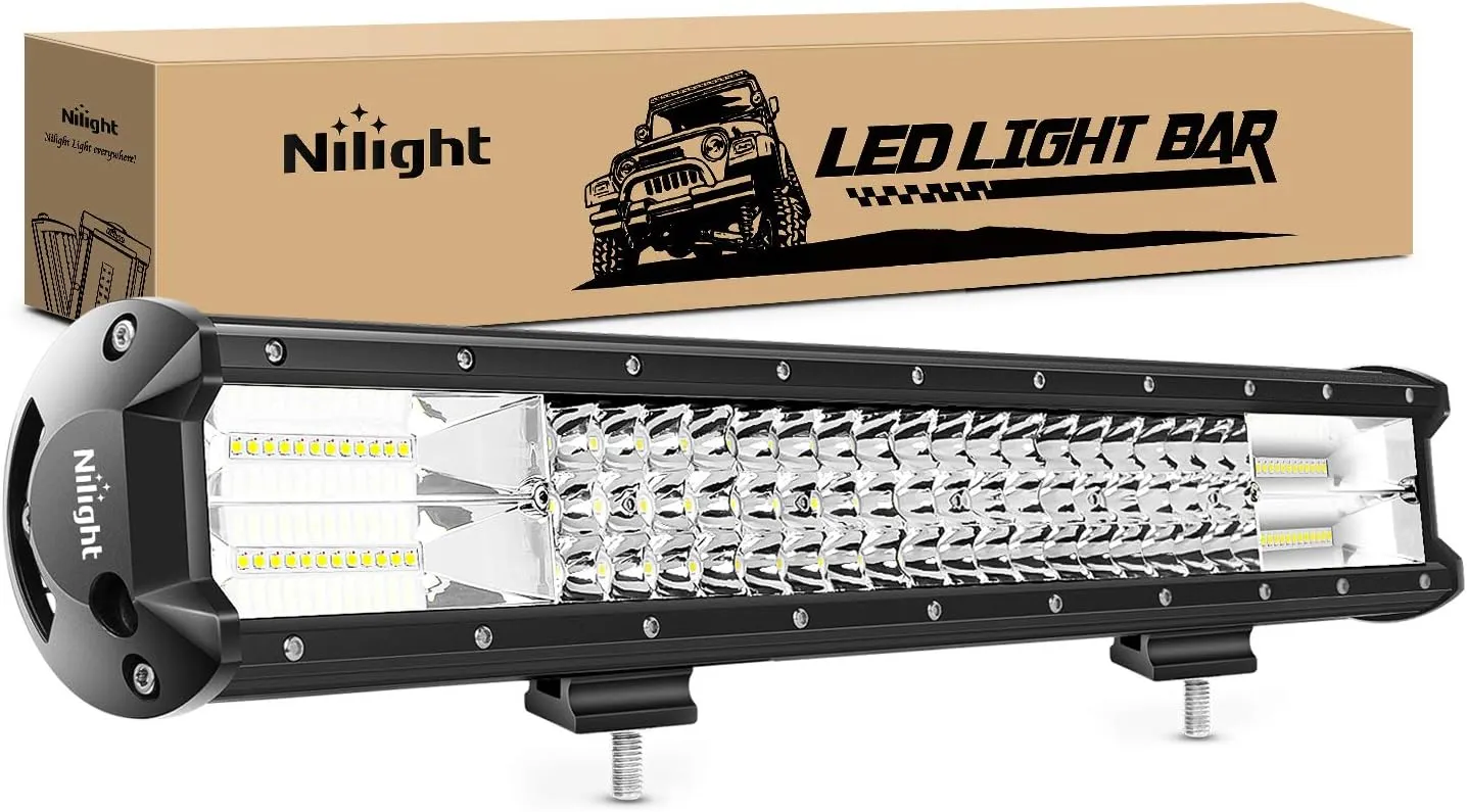 Nilight - 18004C-A LED Light Bar 20Inch 288w Triple Row Flood Spot Combo 28800LM Led Bar Driving Lights Boat Lights Led Off Road Lights for Trucks, 2 Years Warranty
