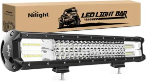 Nilight - 18004C-A LED Light Bar 20Inch 288w Triple Row Flood Spot Combo 28800LM Led Bar Driving Lights Boat Lights Led Off Road Lights for Trucks, 2 Years Warranty