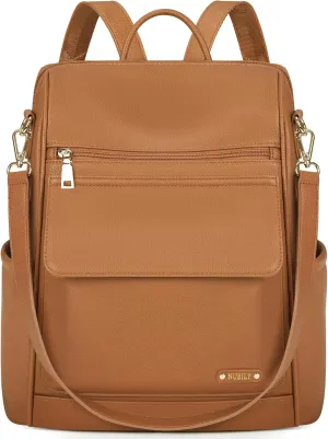 NUBILY Backpack Purse for Women Leather Anti-Theft Mini Backpack Fashion Designer Handbag Convertible Travel Bag Ladies Shoulder Bags, Brown