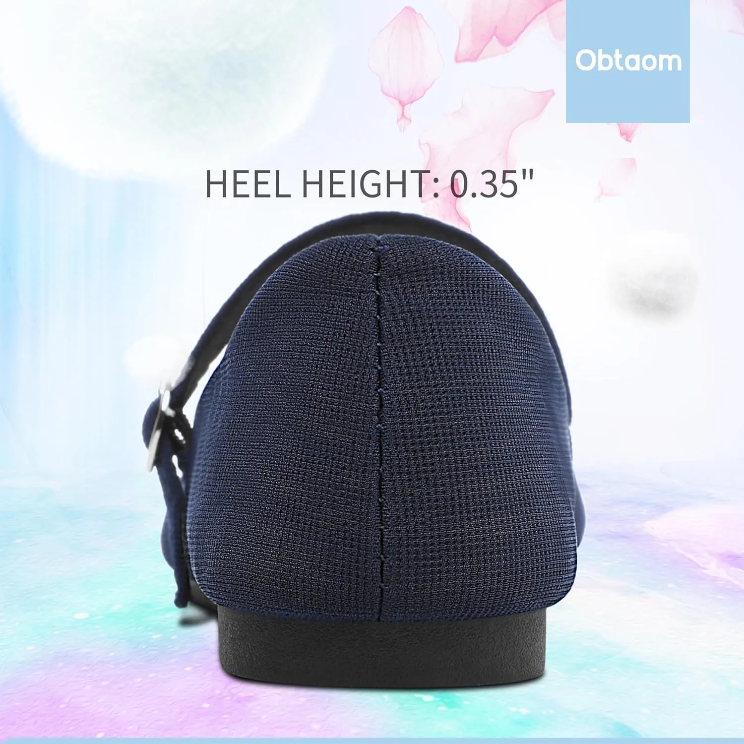 Obtaom Mary Jane Flat Shoes Round Toe Ballet Flats for Women Dressy Fabric Business Flats Comfortable Classic Strap Flats for Office