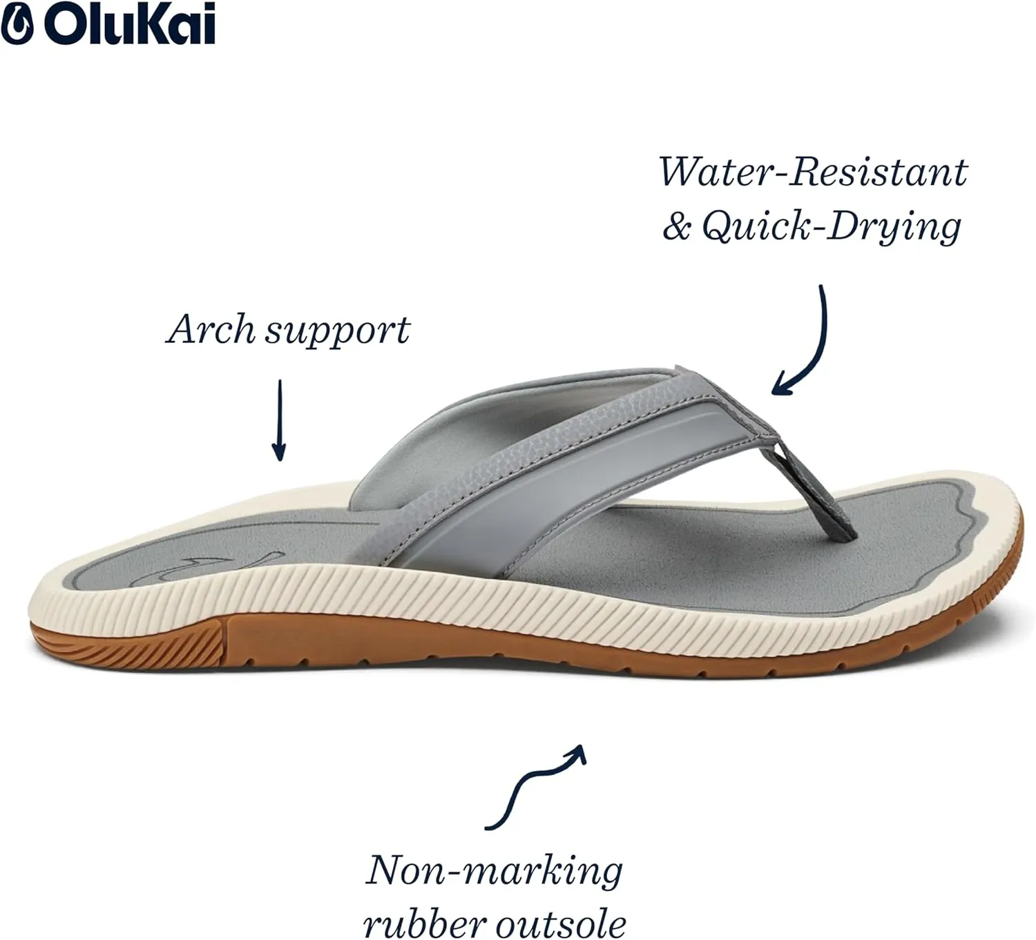 OLUKAI Kukulu Men's Beach Sandal, Water-Friendly Shoe & Wet Grip Soles, All-Day Wear & Comfortable Fit