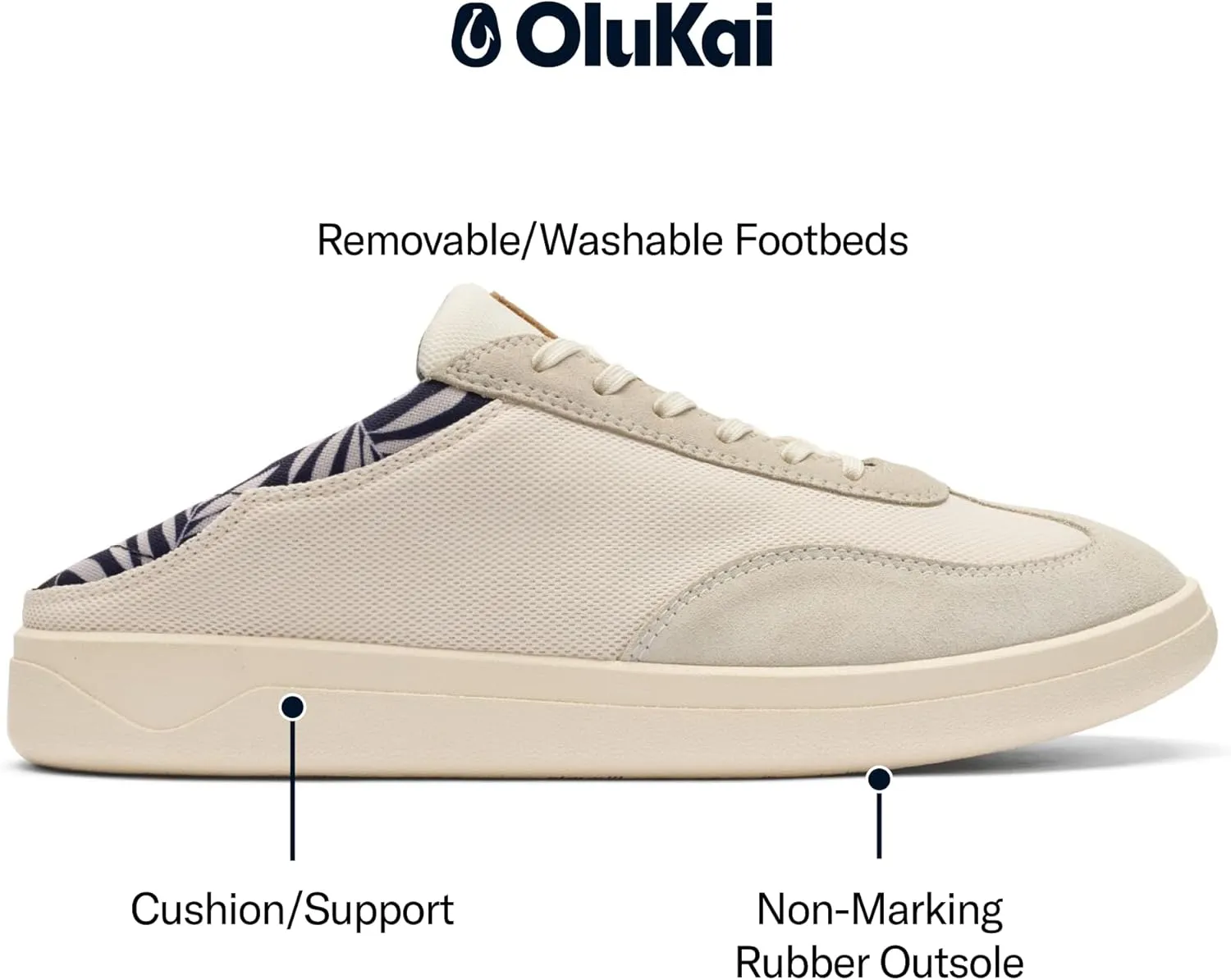 OLUKAI Punini Men's Everyday Sneaker, Classic Lace-Up Design & Countoured Footbed, Comfort Fit & Wet Grip Rubber Soles, Durable & Supportive