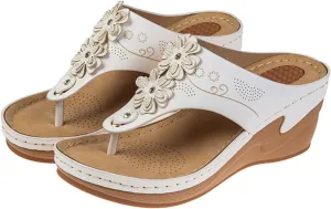 Orthopedic Wedge Sandals for Women Comfortable Arch Support Dressy Summer Flip Flops Casual Fashion Flower Slip On Sandal