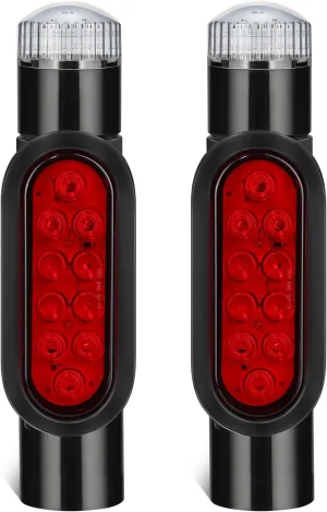 Partsam 2pcs Boat Trailer Guide on Post Pipe Light Set, [DOT Approved] [Patent Pending] IP67 Waterproof Black Boat Trailer Guide Pole Lights, Boat Trailer Turn Signal Brake Tail Lights 12V