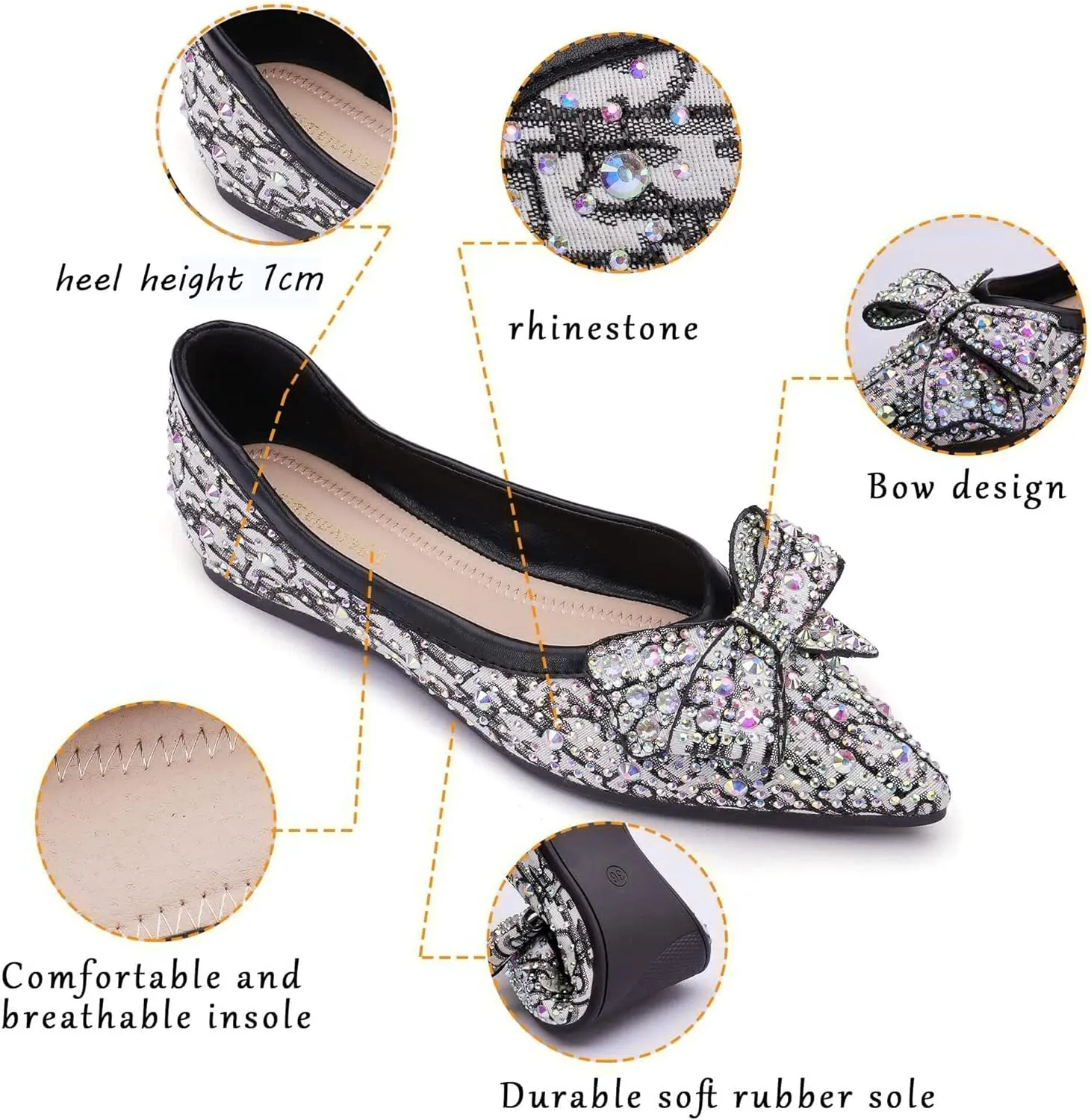 Pearl Decoration Women's Flat Bottom Pointed Toe One Step Flat Bottom Flat Bottom Shoes