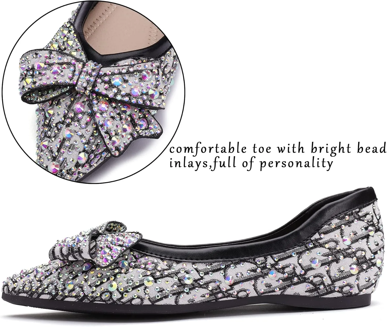 Pearl Decoration Women's Flat Bottom Pointed Toe One Step Flat Bottom Flat Bottom Shoes