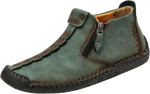 Phanile Mens Shoes, Men's Outdoor Comfy Arch Support Waterproof Walking Shoes, Orthopedic Sneakers Breathable and Light & Non-Slip Zipper Outdoor Casual Handmade Shoes Work Boot