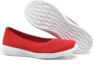 poemlady Women's Slip on Loafer Shoes - Mesh Casual Ballet Flat Nurse Walking Sneakers Round Toe Knit Casual Memory Foam Shoes