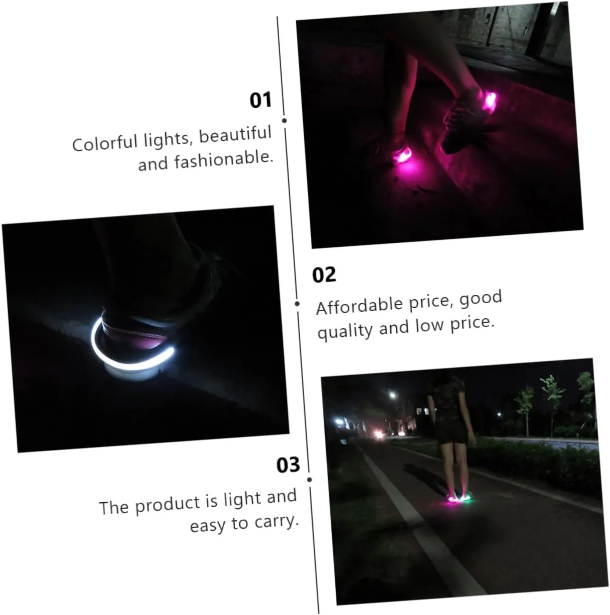 POPETPOP LED Shoe Light Clips for Night Running Cycling Walking Safety Gear with Lighting Modes Secure Fit for