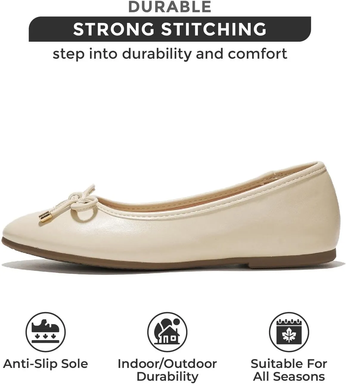 Project Cloud Ballet Flats Shoes for Women, Casual Womens Shoes Dressy w/Memory Foam Insole, for Mom Flats for Women Footwear, Womens Dresses Shoes (Ellison)