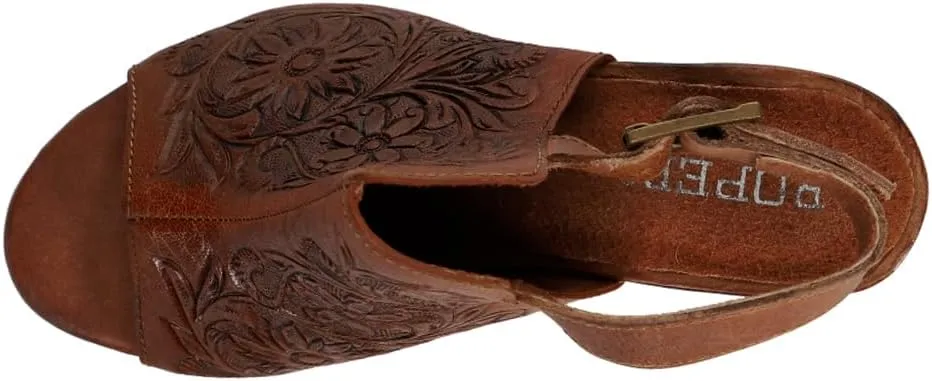 ROPER Womens Mika Floral Embossed Peep Toe Shootie Pumps Dress Casual Casual High Heel 3" & Up - Brown