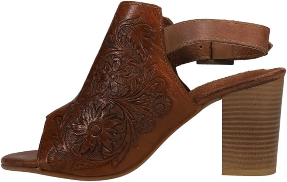 ROPER Womens Mika Floral Embossed Peep Toe Shootie Pumps Dress Casual Casual High Heel 3" & Up - Brown