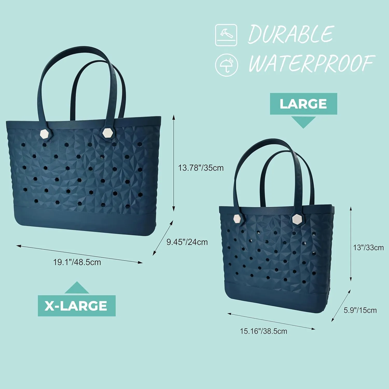 Rubber Beach Tote Bag Waterproof Tip-Proof Outdoor Tote Bag for the Beach Boat Pool Sports
