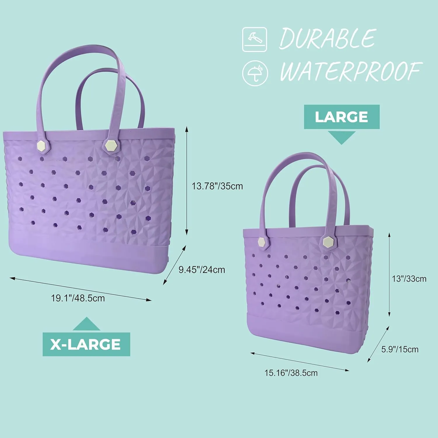 Rubber Beach Tote Bag Waterproof Tip-Proof Outdoor Tote Bag for the Beach Boat Pool Sports