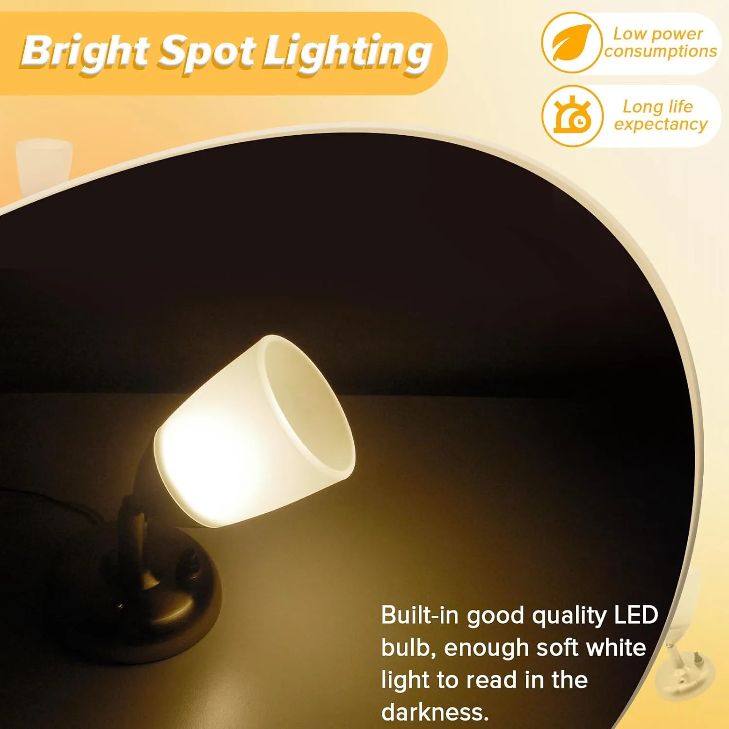 RV Reading Lights 12 Volt Interior Bedside Lamps with Switch Wall Sconces Light Fixtures 3000K-Warm White Lighting, 3W, 160 Lumens, 3.2x5.7 inch, Set of 2