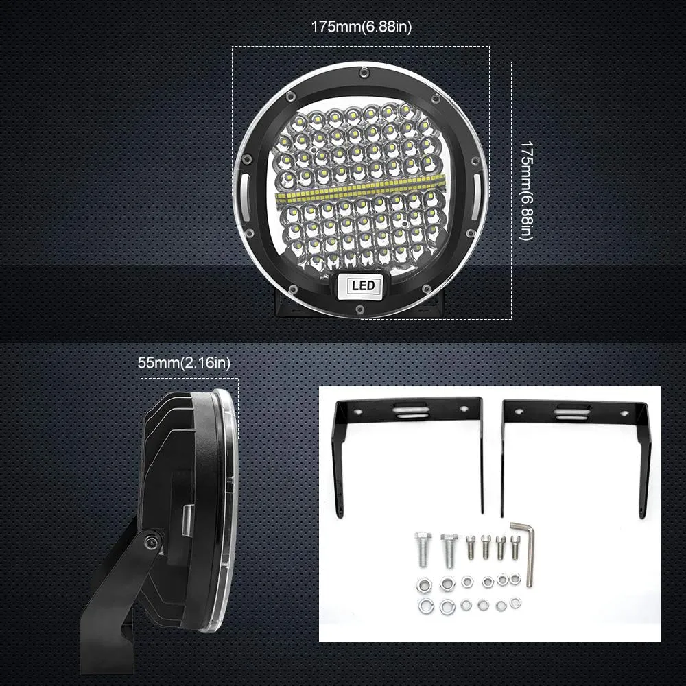Safego Round LED Light Bar 7 inch Round Offroad lights 2Pcs 300W 30000Lm Waterproof Spot Beam led Driving Lights Work Light led pods Compatible with Truck Suv Atv Tractor Boat