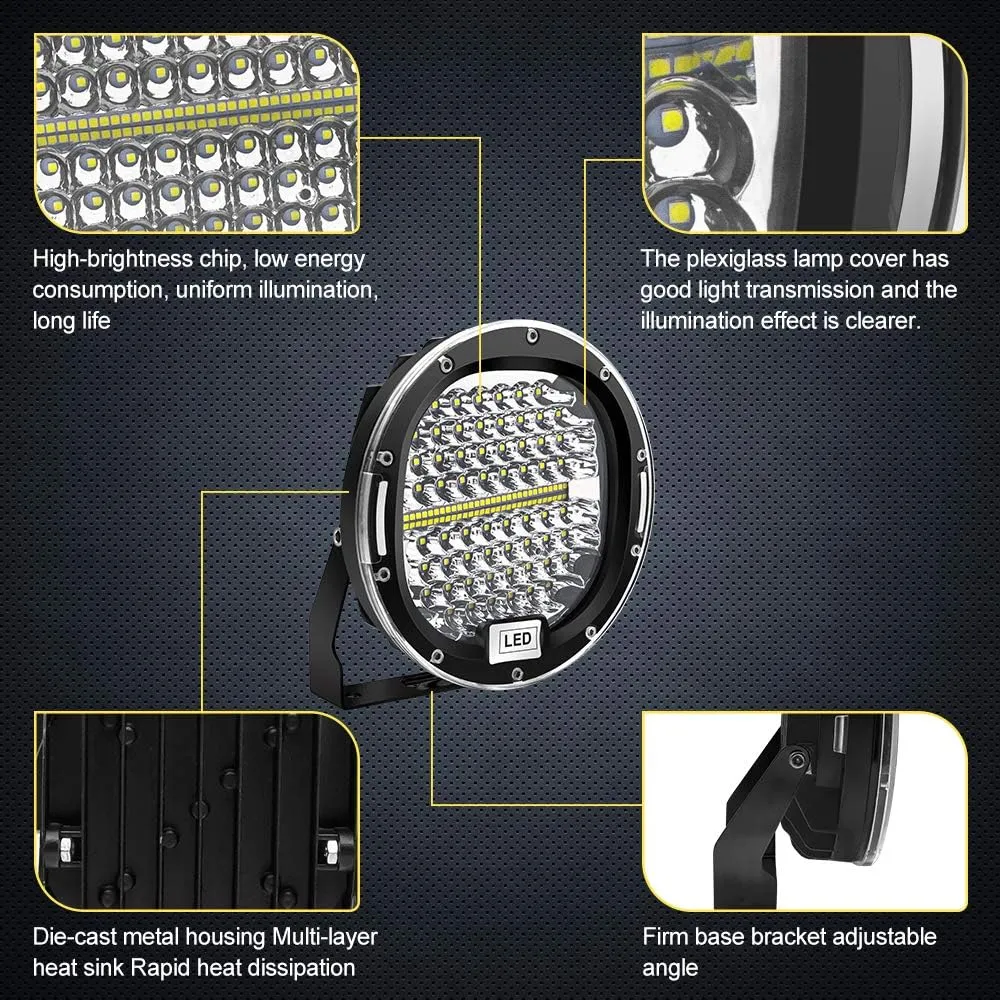 Safego Round LED Light Bar 7 inch Round Offroad lights 2Pcs 300W 30000Lm Waterproof Spot Beam led Driving Lights Work Light led pods Compatible with Truck Suv Atv Tractor Boat
