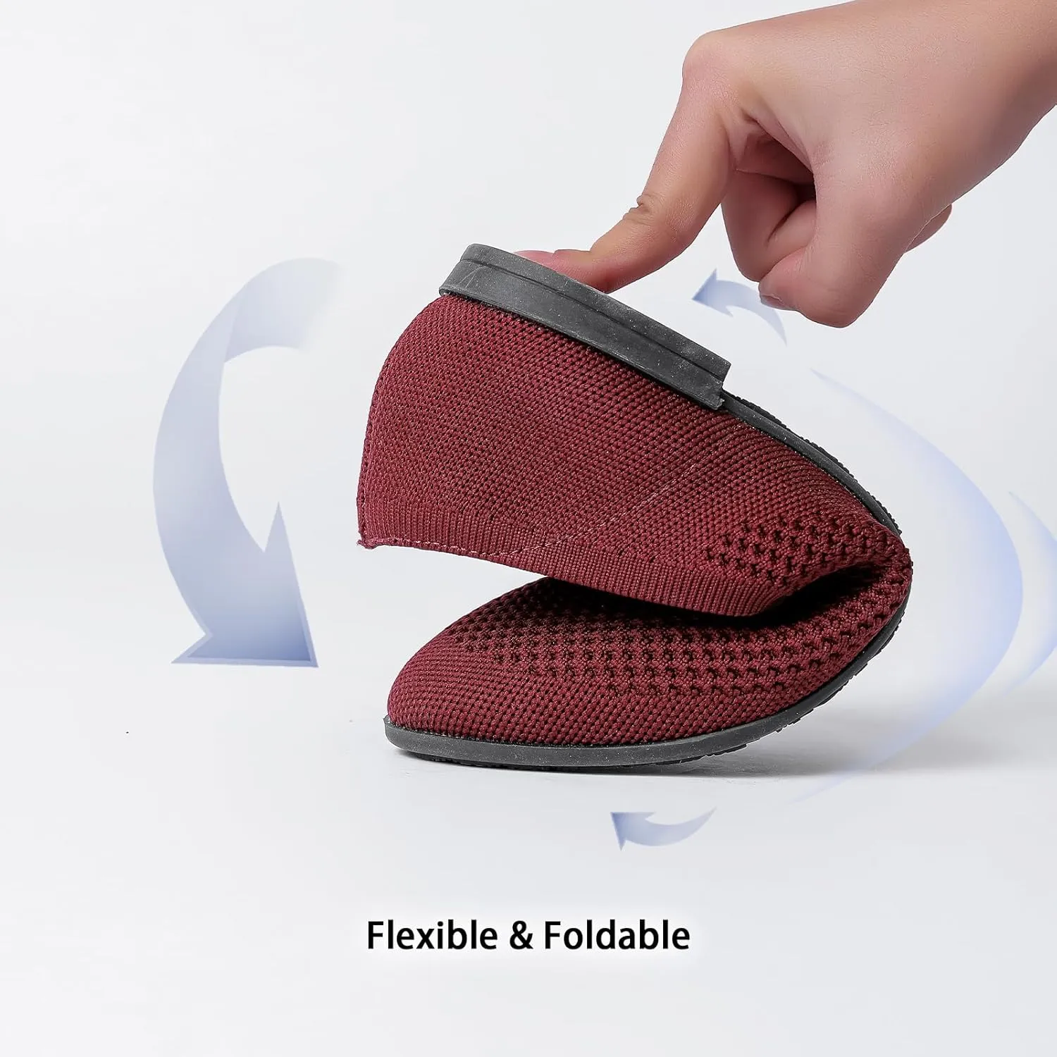 Saidoteto Women's Ballet Flats - Comfortable Round Toe Knit Slip-On Shoes, Casual Office Dress Flats for Work
