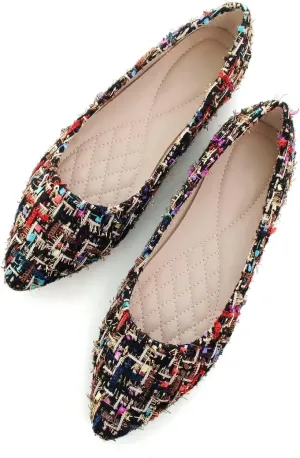 SAILING LU Pointed Toe Black Ballet Flats Shoes for Womens Dressy Comfortable Memory Foam Ladies Casual Slip-On Loafers Ballerina Walking Flats Size 9