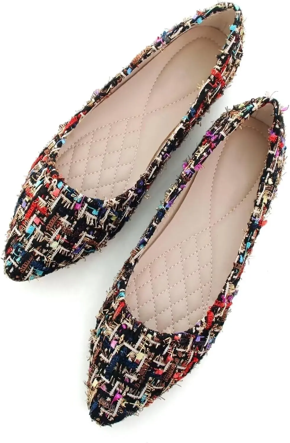 SAILING LU Pointed Toe Black Ballet Flats Shoes for Womens Dressy Comfortable Memory Foam Ladies Casual Slip-On Loafers Ballerina Walking Flats Size 9