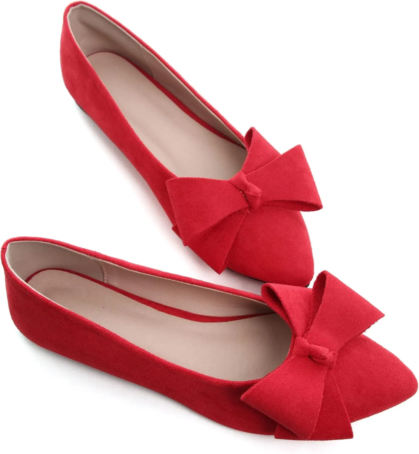 SAILING LU Pointy Toe Ballet Flats for Women with Cute Bowknot Elegant Slip-ons Soft Support Daily Walking Shoes