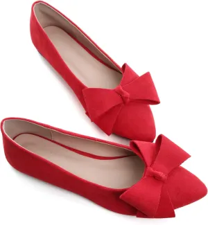 SAILING LU Pointy Toe Ballet Flats for Women with Cute Bowknot Elegant Slip-ons Soft Support Daily Walking Shoes