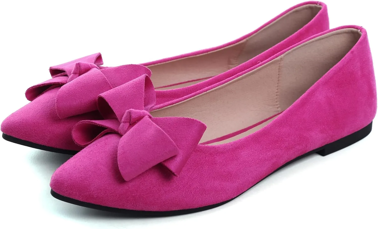 SAILING LU Pointy Toe Ballet Flats for Women with Cute Bowknot Elegant Slip-ons Soft Support Daily Walking Shoes