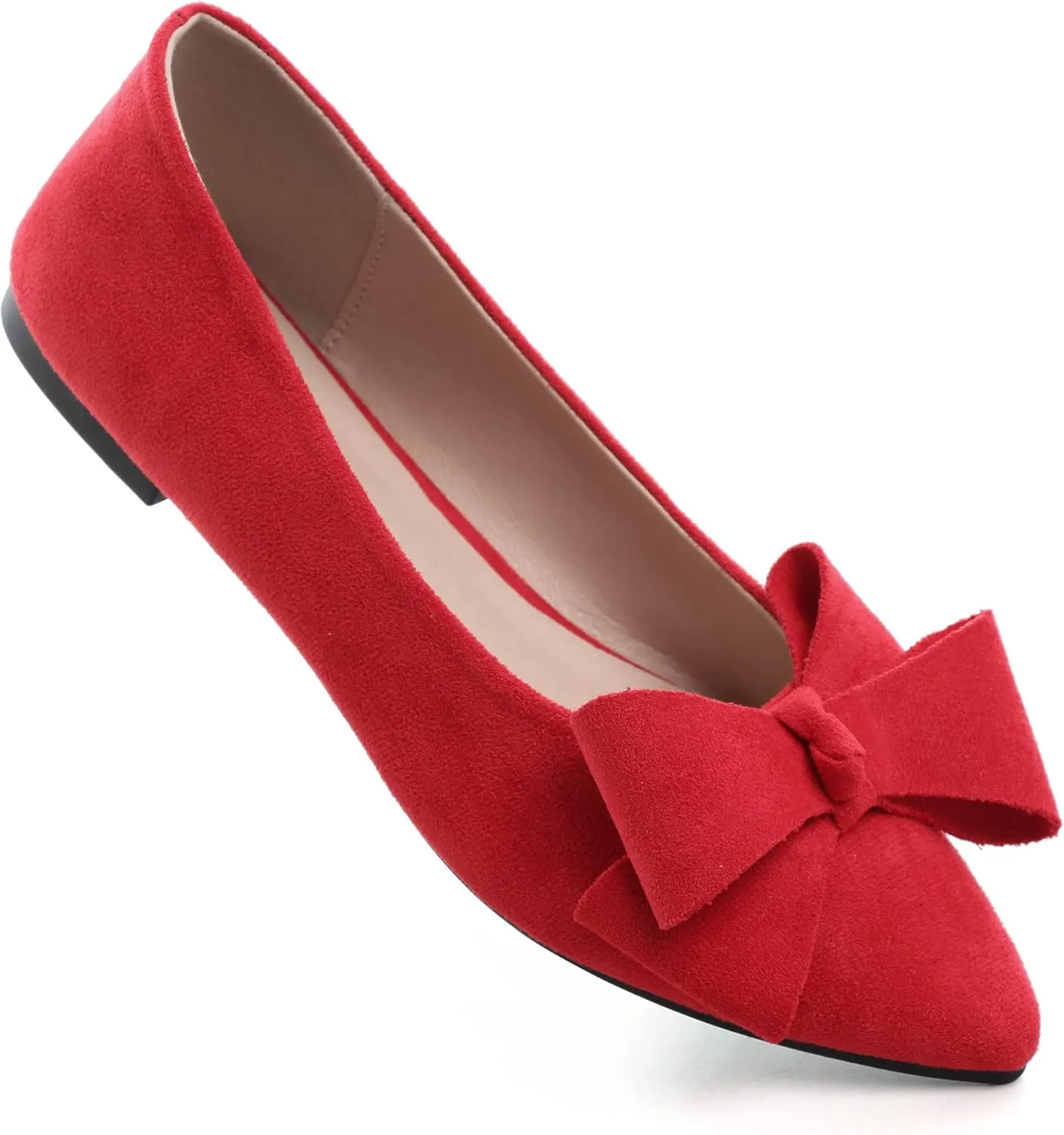 SAILING LU Pointy Toe Ballet Flats for Women with Cute Bowknot Elegant Slip-ons Soft Support Daily Walking Shoes