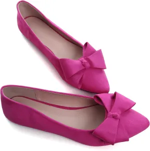 SAILING LU Pointy Toe Ballet Flats for Women with Cute Bowknot Elegant Slip-ons Soft Support Daily Walking Shoes