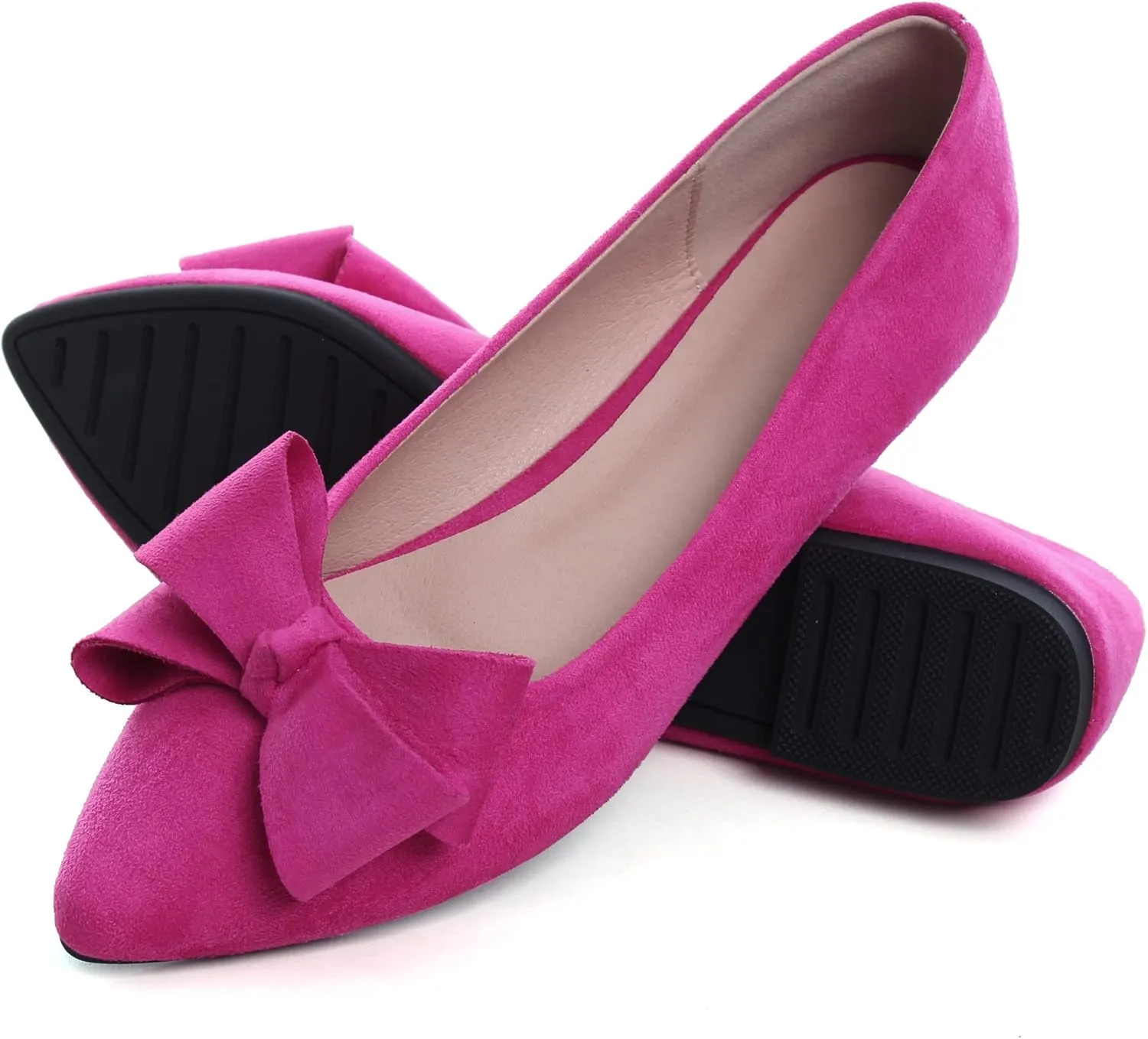 SAILING LU Pointy Toe Ballet Flats for Women with Cute Bowknot Elegant Slip-ons Soft Support Daily Walking Shoes