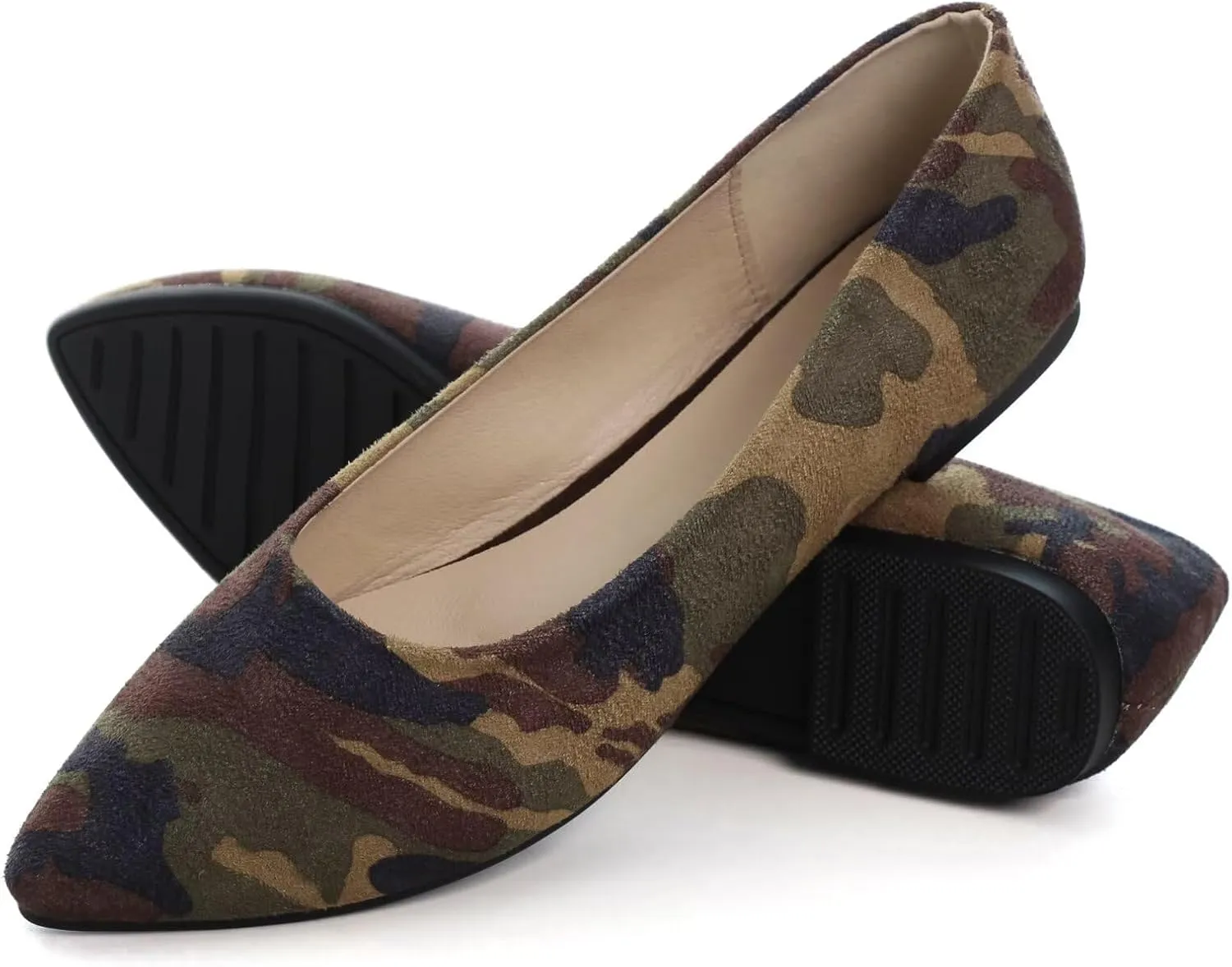 SAILING LU Womens Suede Pointed Toe Ballet Flats Comfortable Wedding Party Casual Slip-On Ballerina Dressy Shoes for Women Walking Shoes