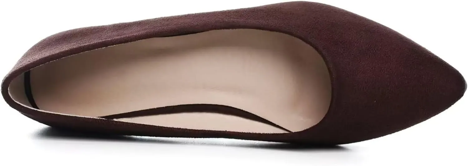 SAILING LU Womens Suede Pointed Toe Ballet Flats Comfortable Wedding Party Casual Slip-On Ballerina Dressy Shoes for Women Walking Shoes