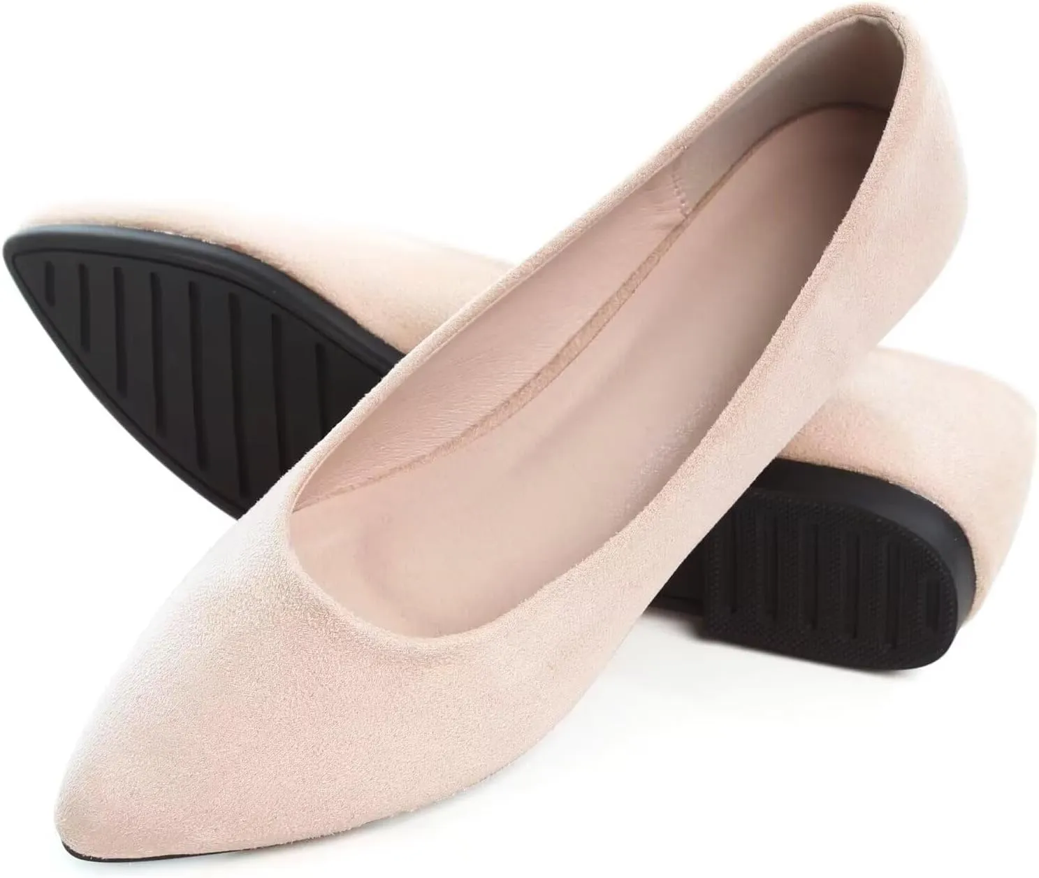 SAILING LU Womens Suede Pointed Toe Ballet Flats Comfortable Wedding Party Casual Slip-On Ballerina Dressy Shoes for Women Walking Shoes