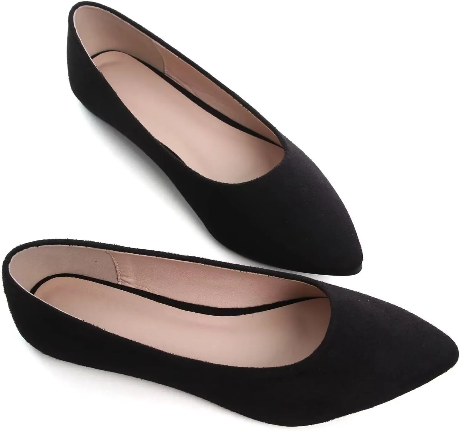 SAILING LU Womens Suede Pointed Toe Ballet Flats Comfortable Wedding Party Casual Slip-On Ballerina Dressy Shoes for Women Walking Shoes